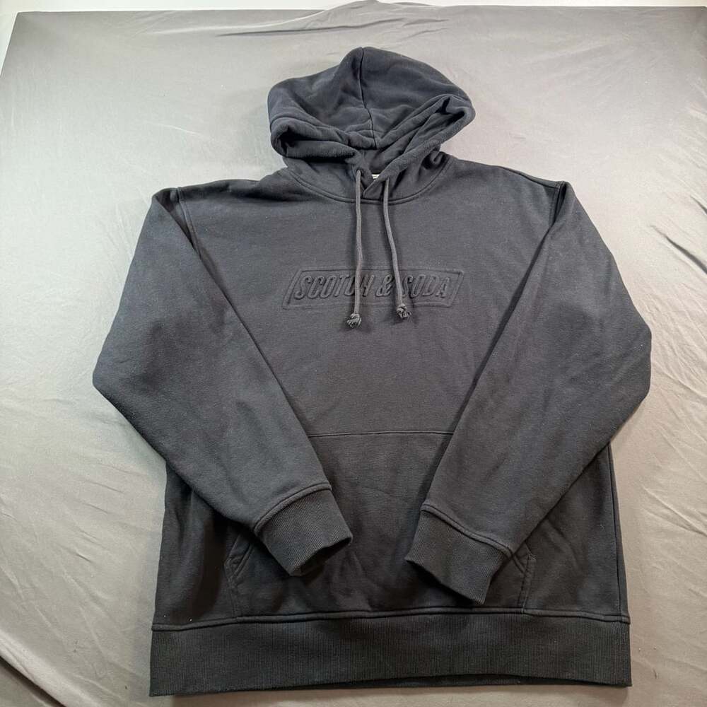 Scotch & Soda Amsterdam Black Embossed Logo Pullover Hoodie